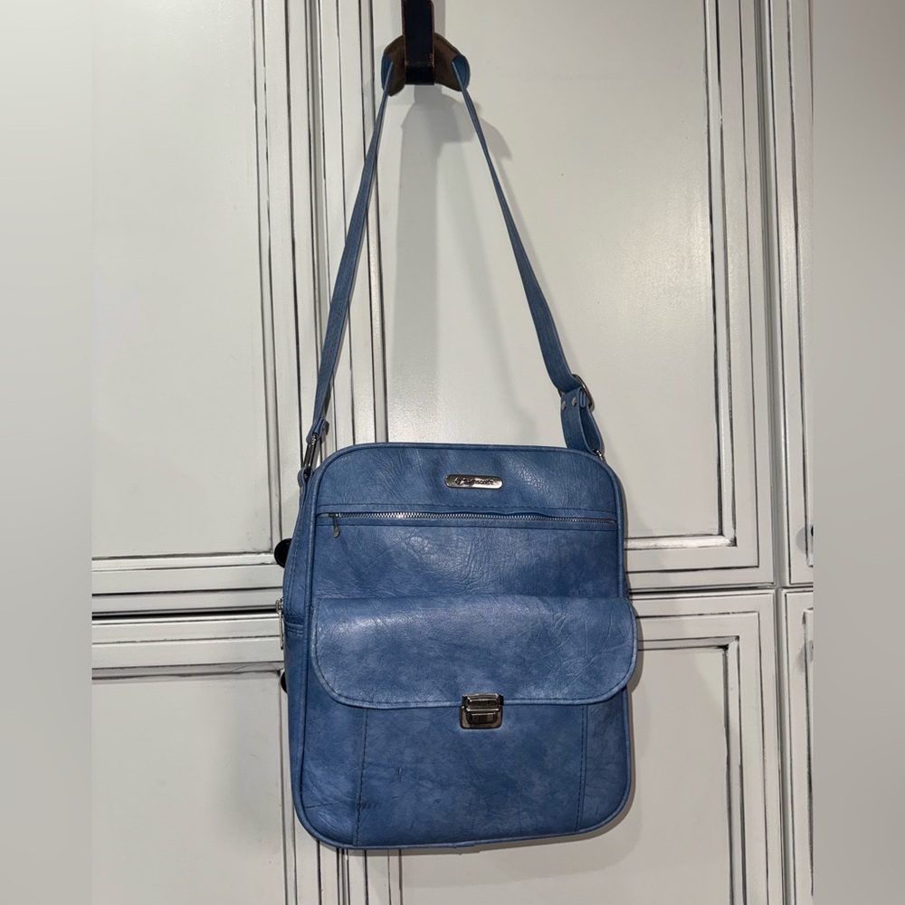 Vintage Leather Samsonite travel bag suitcase briefcase unisex blue